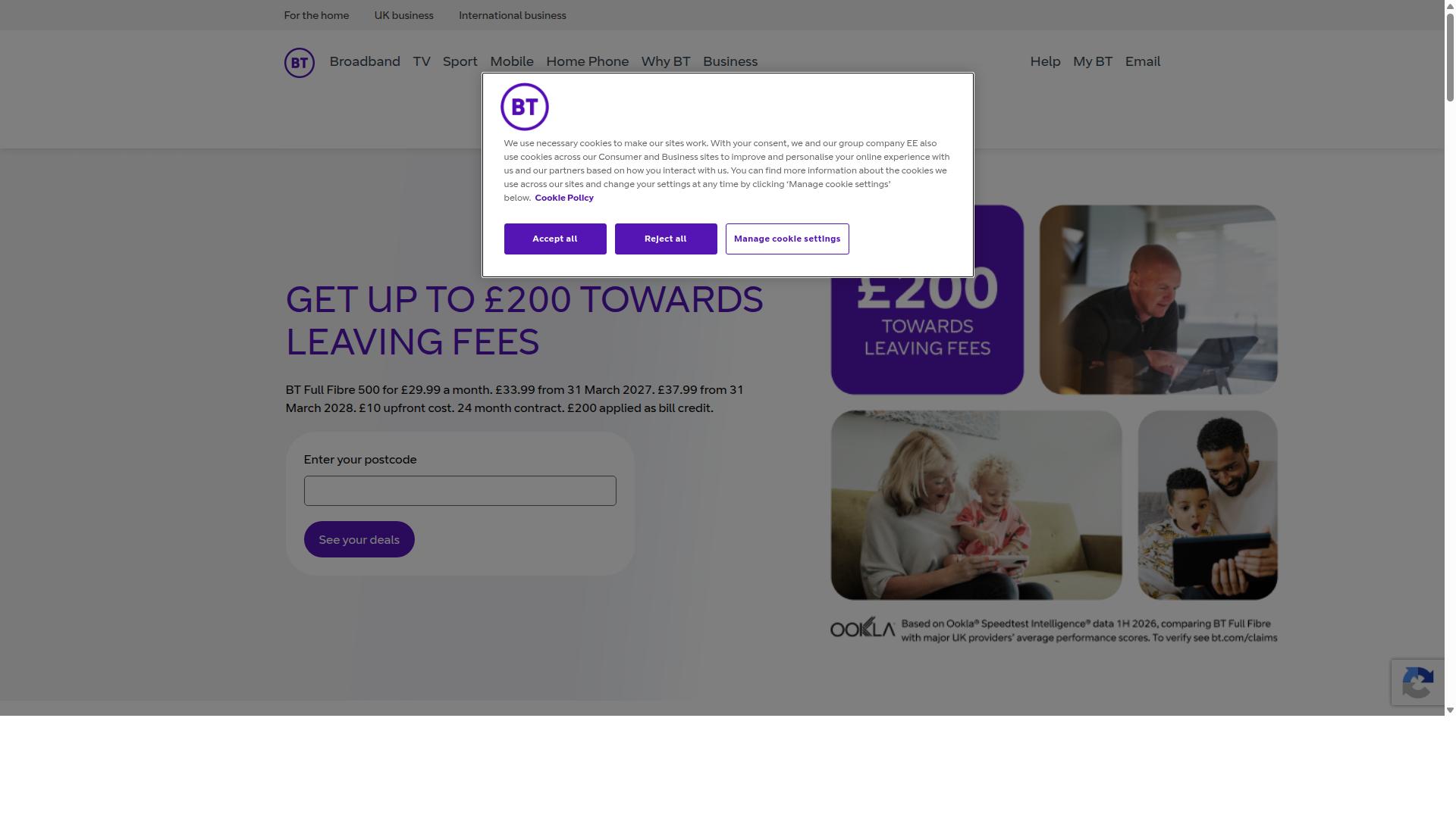 BT website